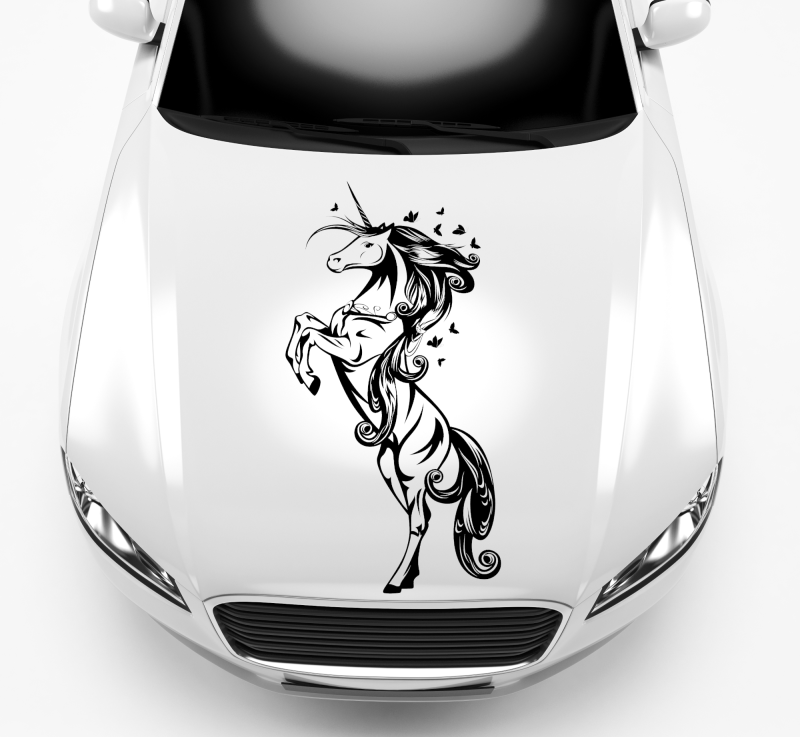 Preview: Aufkleber 37041 Einhorn mit Schmetterlingen